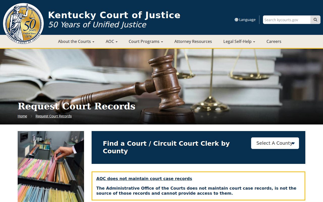 Spencer County criminal court case records request page