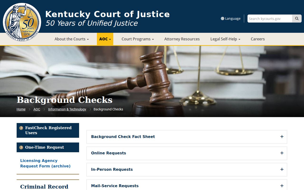 Spencer County criminal court cases AOC background check page