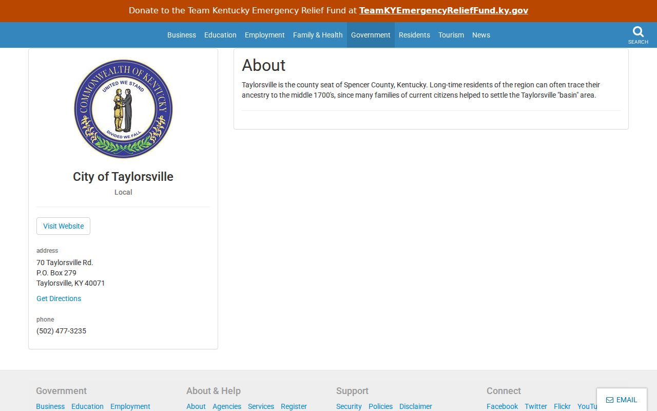 Official Taylorsville city profile for local criminal records context